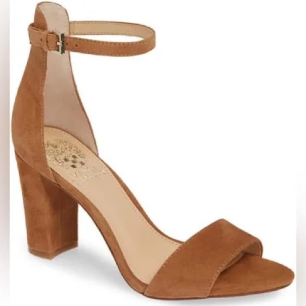 Vince Camuto Corlina Tan Ankle Strap Heels
